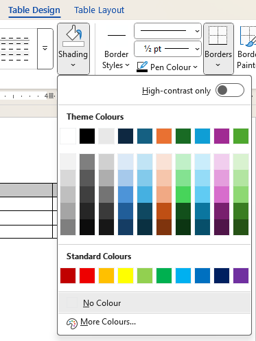 Demonstration of table cell alignment in Word
